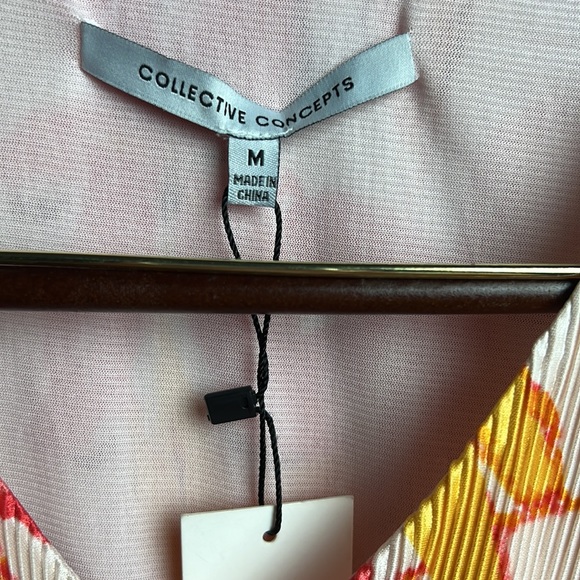 Collective Concepts Womens Blouson Dress Multicolor Floral Belt Scoop Ne… - Picture 3 of 4